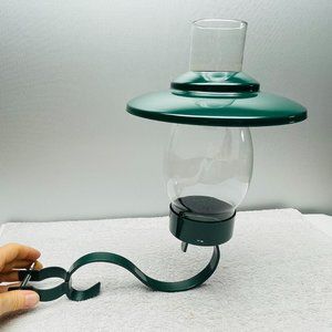 New In Box Pole Candle Lamp w/Globe, Green, Glass/Metal, Patio-Deck-Beach